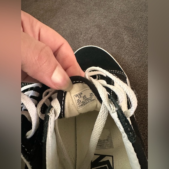 Girls vans size 1 US. Black and white. Worn once. - Picture 6 of 10
